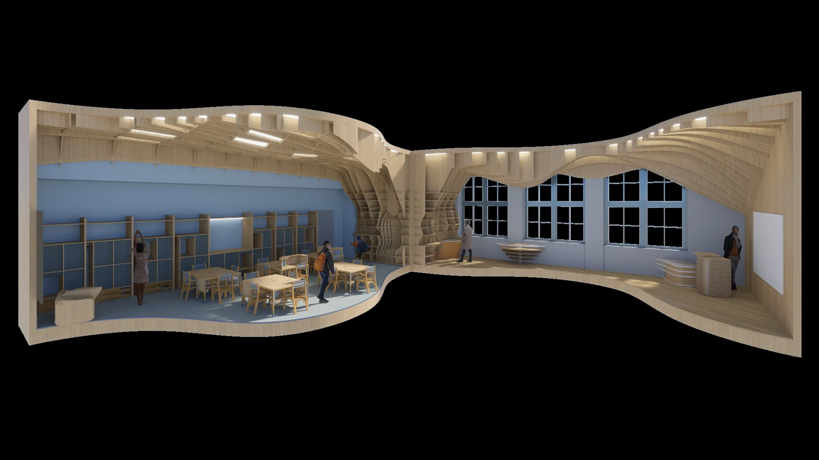 Classroom proposal — sectional perspective